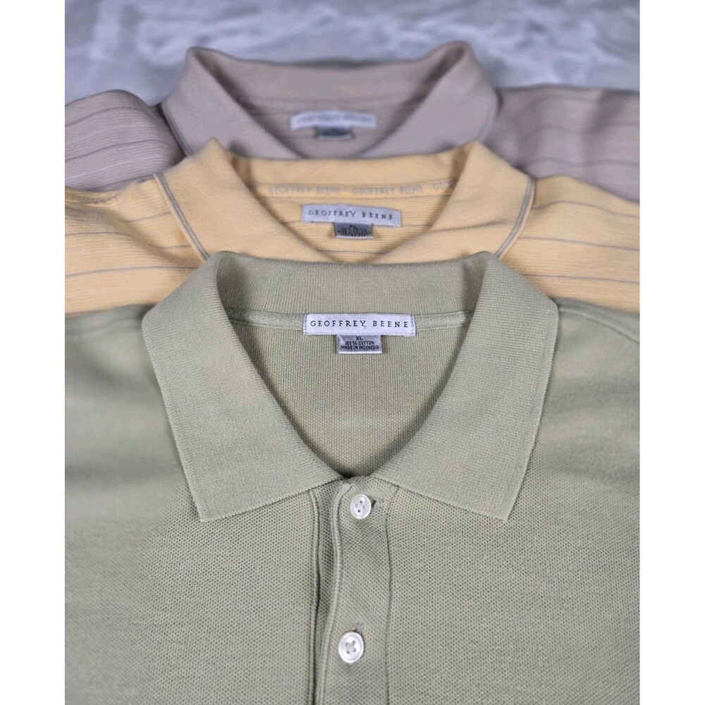 Geoffrey Beene Men’s XL (3)  Yellow/Green Stripes‎ And Green Solid Short Sleeve